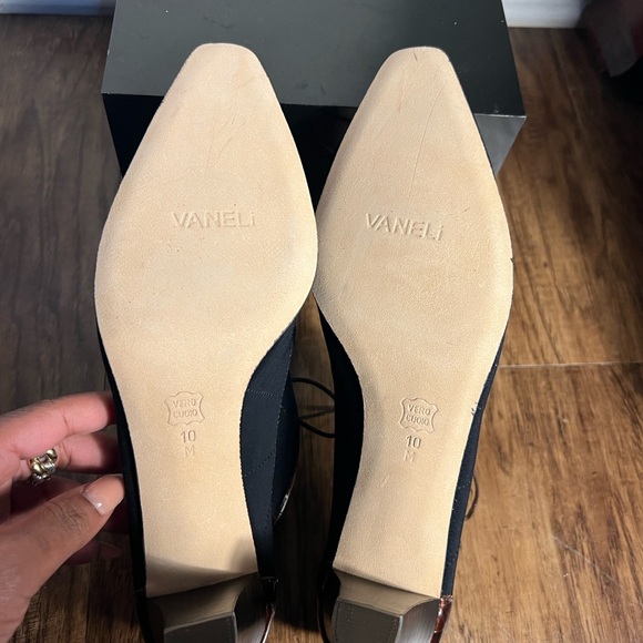 Vaneli Black and Brown Croc-Embossed Lace-Up Heels - Picture 6 of 7